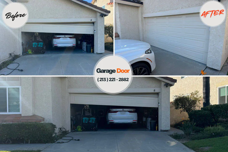 Before and after: garage door repair Pearland, TX